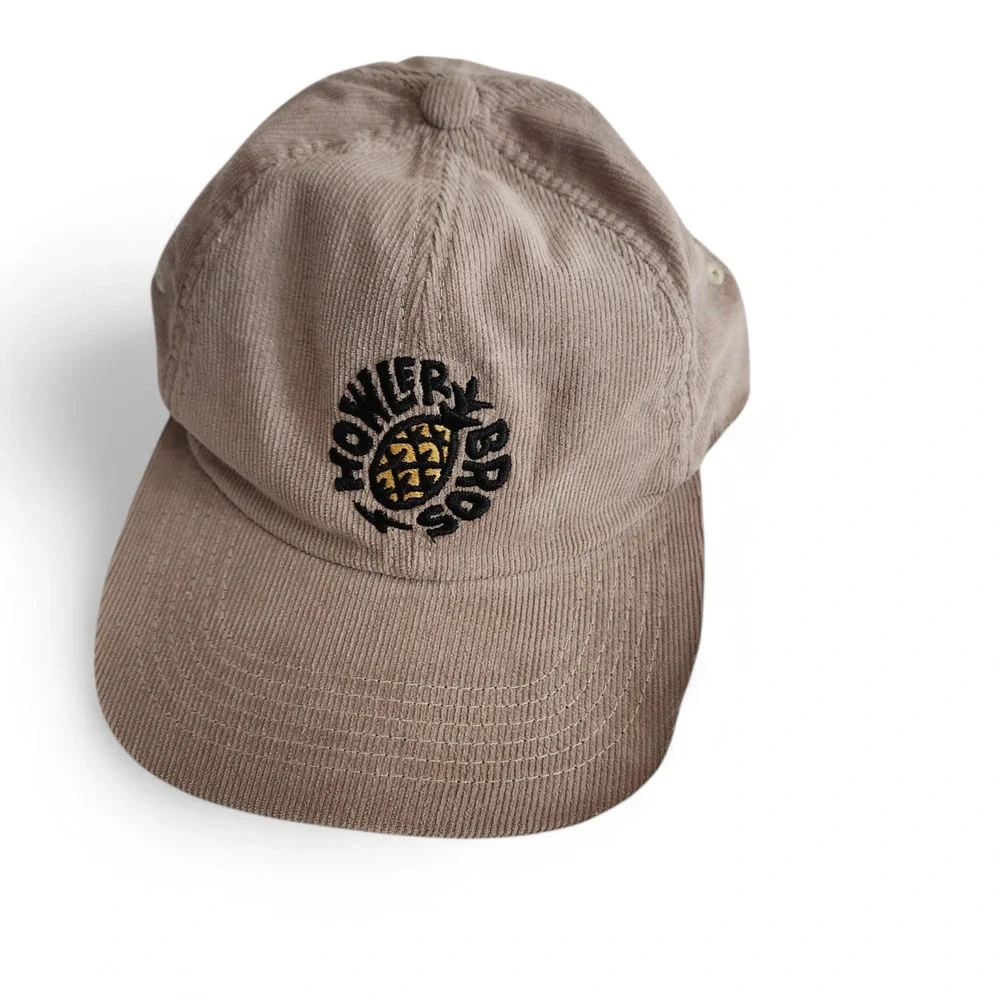 Howler Brothers Pineapple Badge Snapback Hat Cap Mens Beige Wale Cord Adjustable